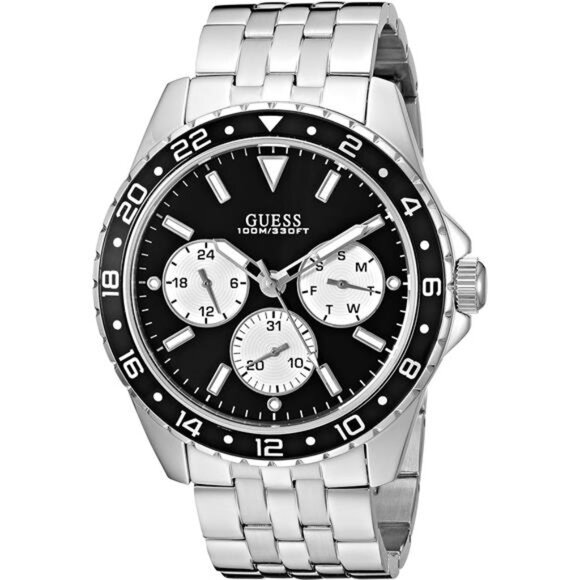 Men's Analog Watch with Stainless Steel Strap Silver Black